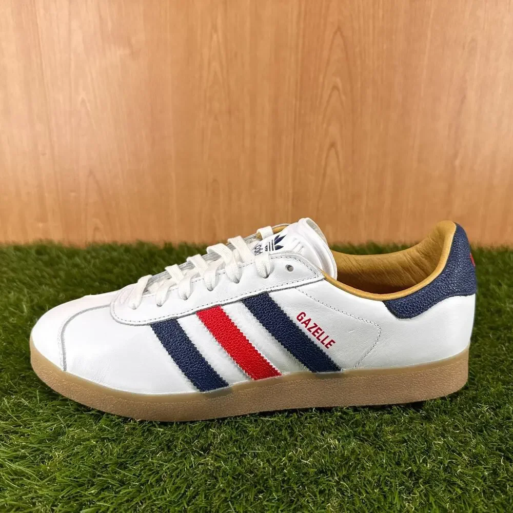 adidas Gazelle Leather Spikeless Golf White Dark Blue Red JP7705 Men's Size 11.5
